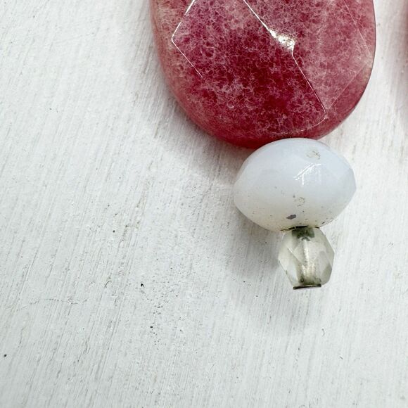 sterling silver pink rhodochrosite Faceted Stone Large Dangle Earrings - Picture 5 of 8